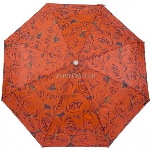 Яркий зонт с розами, в три сложения, Style, полуавтомат, арт.1501-2-15